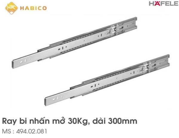 Ray trượt bi 3 tầng nhấn mở Hafele 494.02.081