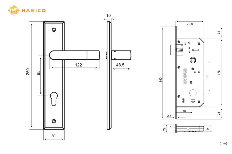 Thông số kỹ thuật Khóa tay nắm EX 8510