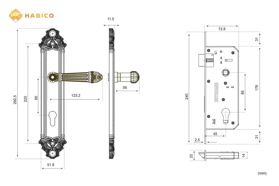 Thông số kỹ thuật Khóa tay nắm EX 8526 PCD