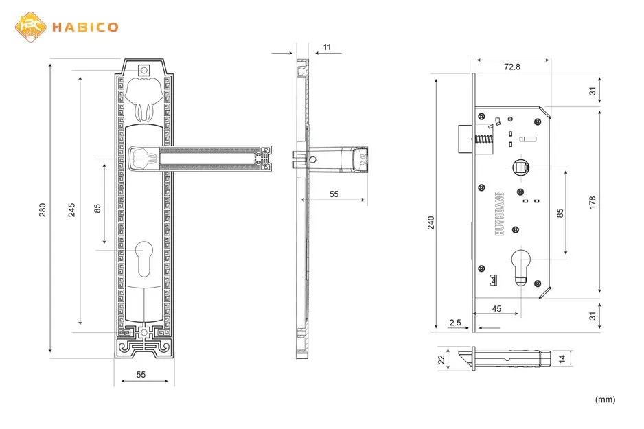 Thông số kỹ thuật Khóa tay nắm EX 8528