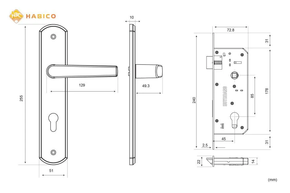 Thông số kỹ thuật Khóa tay nắm EX 8582