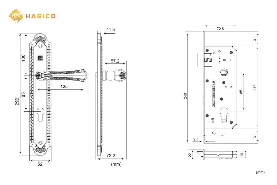 Thông số kỹ thuật Khóa tay nắm HC 8561