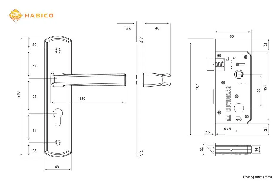 Thông số kỹ thuật Khóa tay nắm Inox SS 5868