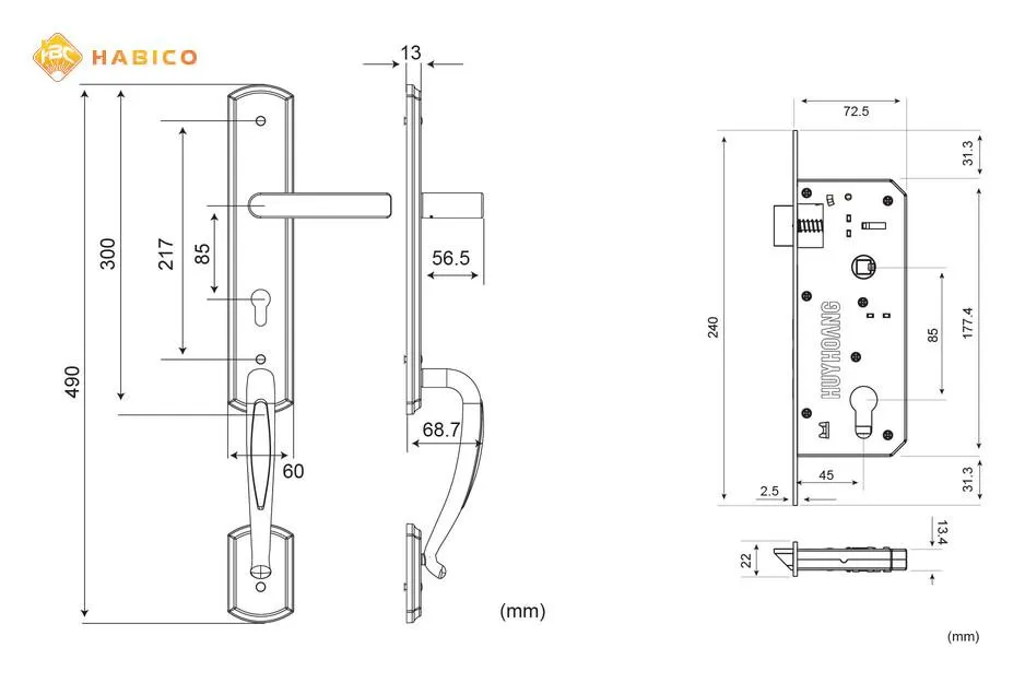 Thông số kỹ thuật Khóa tay nắm SS 8510 Đại sảnh