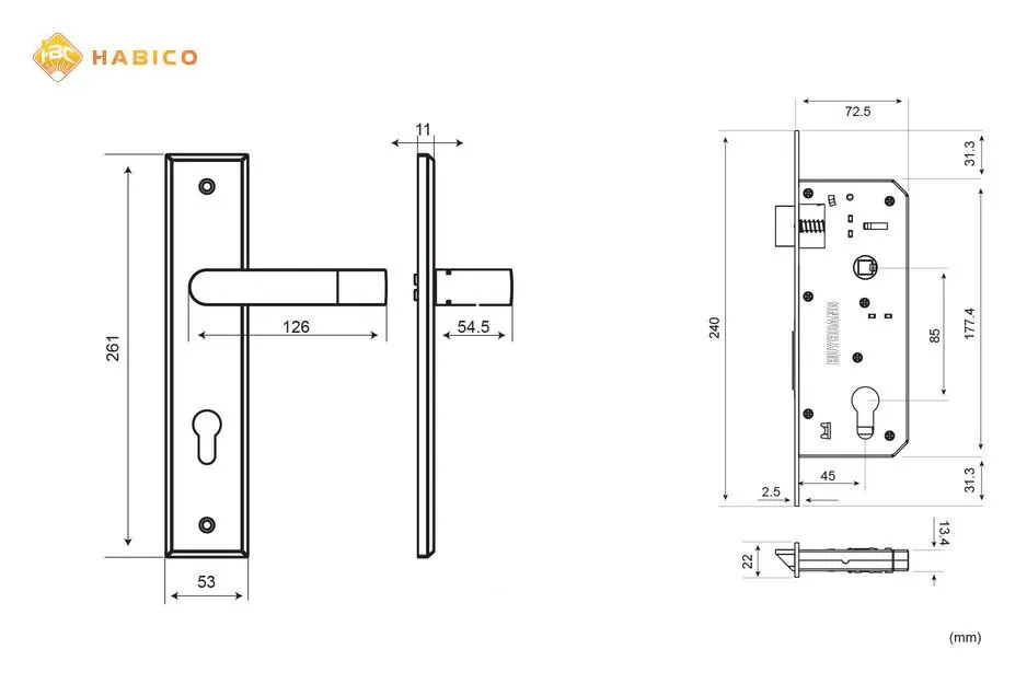 Thông số kỹ thuật Khóa tay nắm SS 8510 mạ đồng đen