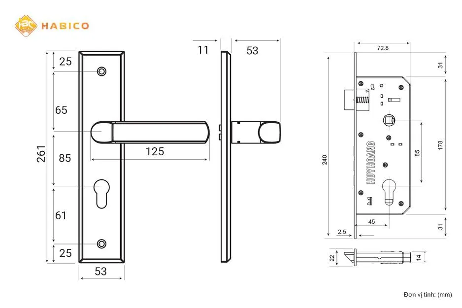 Thông số kỹ thuật Khoá tay nắm SS 8533