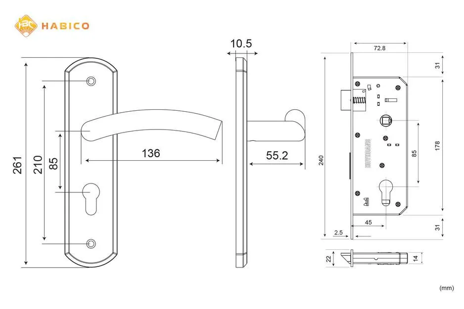 Thông số kỹ thuật Khoá tay nắm phân thể SS 8537