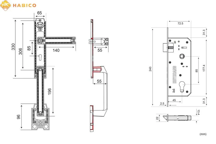 Thông số kỹ thuật Khóa tay nắm HCP 8528 Đại sảnh