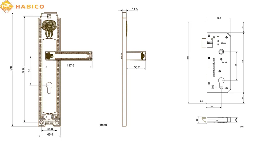 Thông số kỹ thuật Khóa tay nắm HCR 8528 Đại