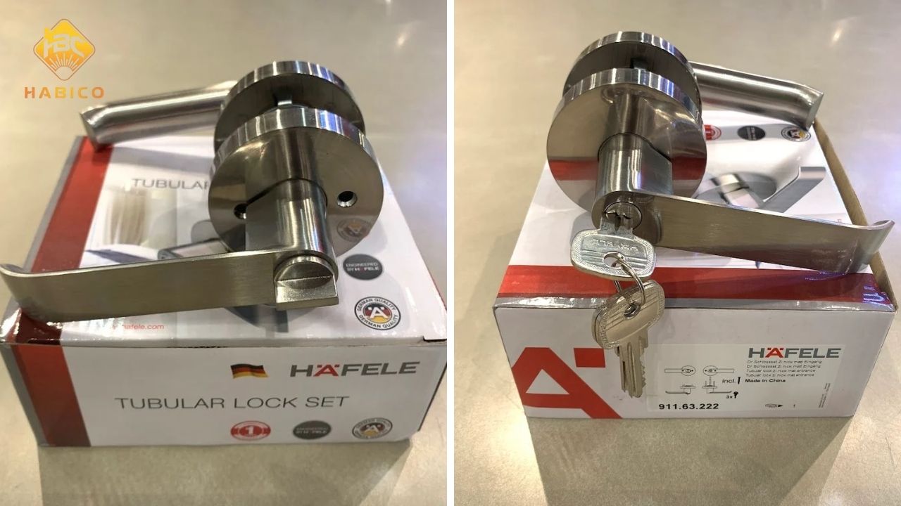 Khóa tay nắm gạt cửa phòng, vệ sinh Hafele