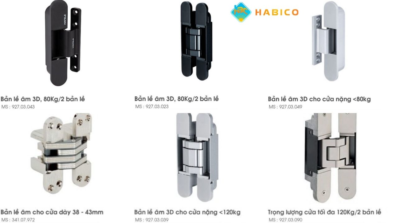 Các Mẫu Bản Lề Âm Cửa Hafele Nổi Bật