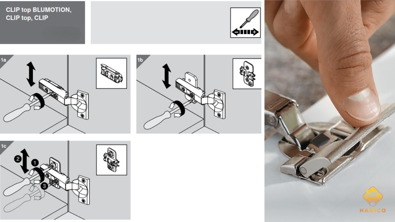 Cách lắp bản lề giảm chấn Blum