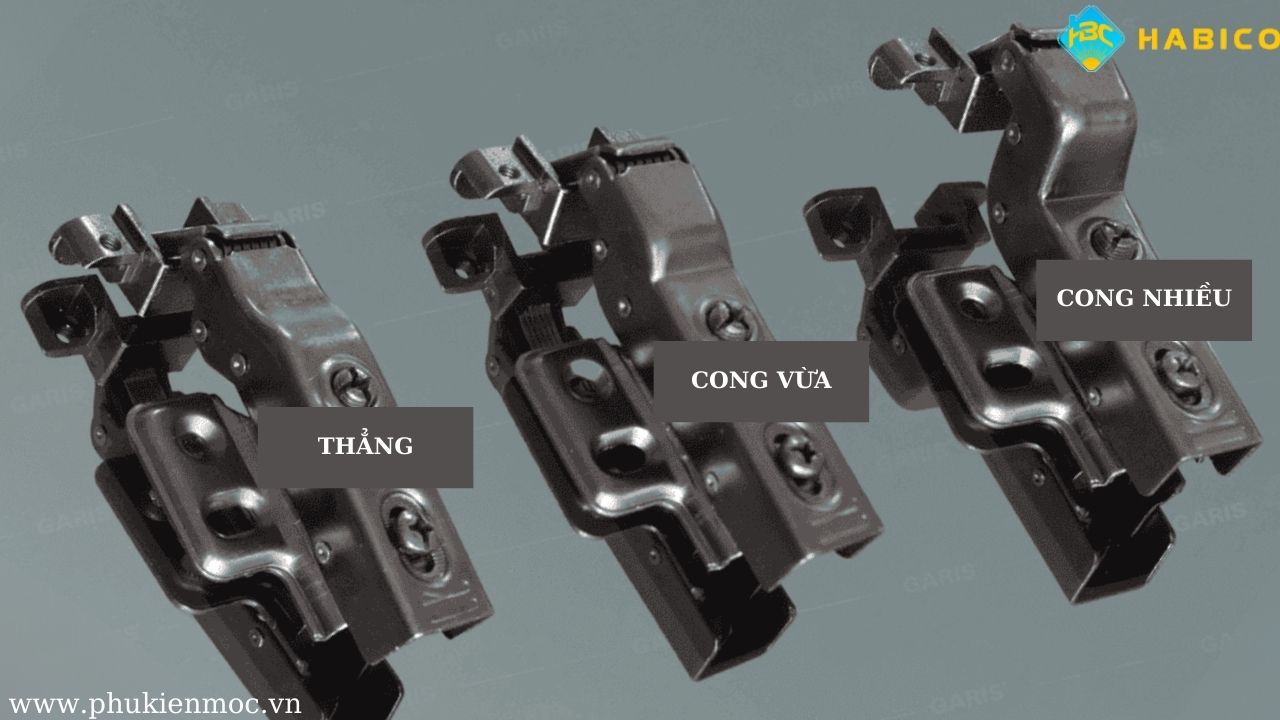 Bản lề tủ cánh kính khung nhôm (thẳng, cong vừa, cong nhiều)