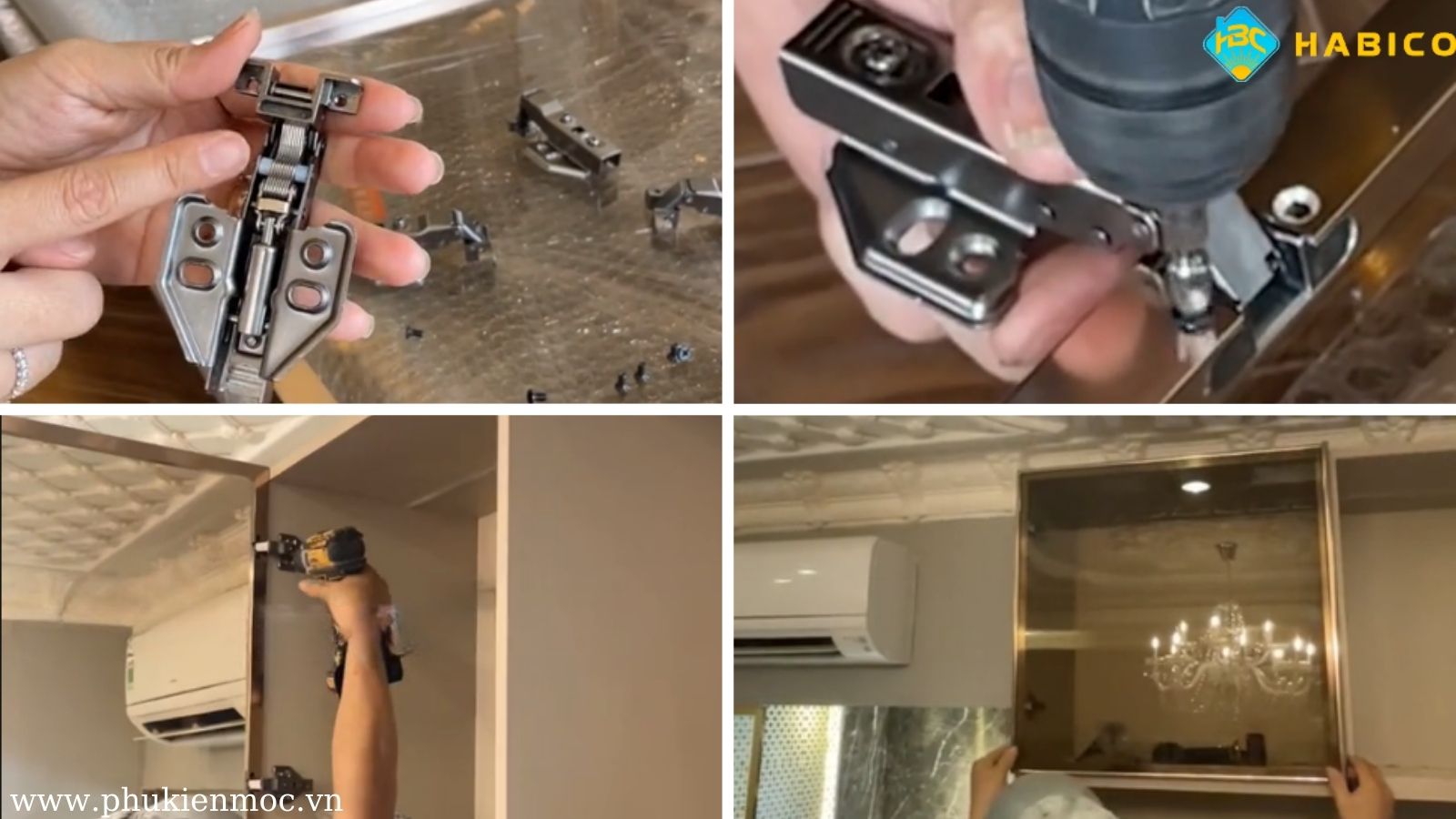 Các Bước Lắp Đặt Bản Lề Tủ Cánh Kính Khung Nhôm Đúng Kỹ Thuật
