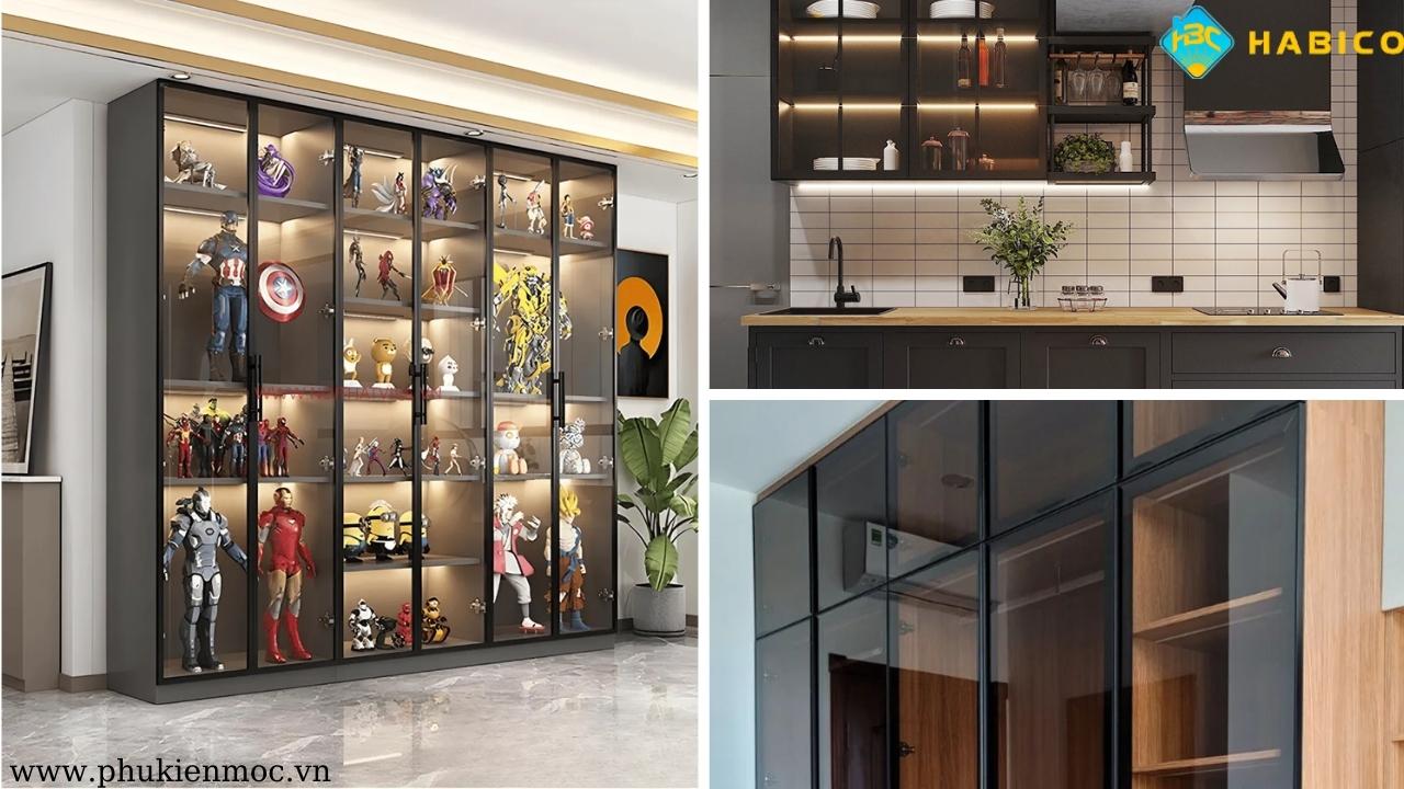 Ứng Dụng Của Bản Lề Tủ Cánh Kính Khung Nhôm Hafele